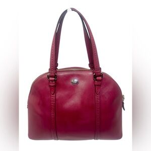 Coach Maroon Leather Top Handle Satchel – Crossbody Strap Included